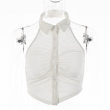 Halter Single-breasted Lapel Top