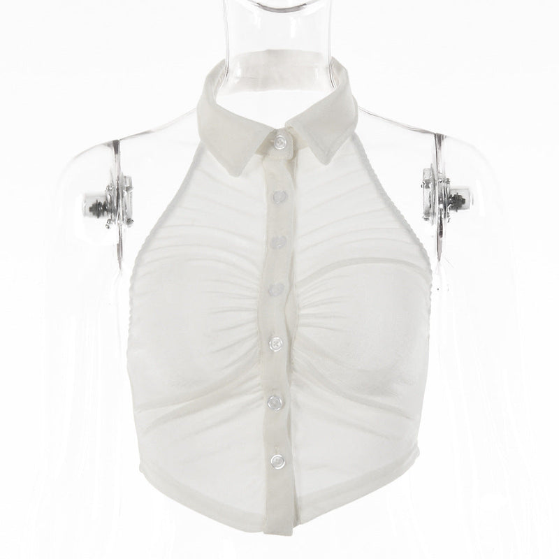 Halter Single-breasted Lapel Top