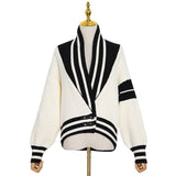 College Style Cardigan Black And White