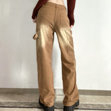 Brown High Waist Slimming Loose Straight-leg Pants