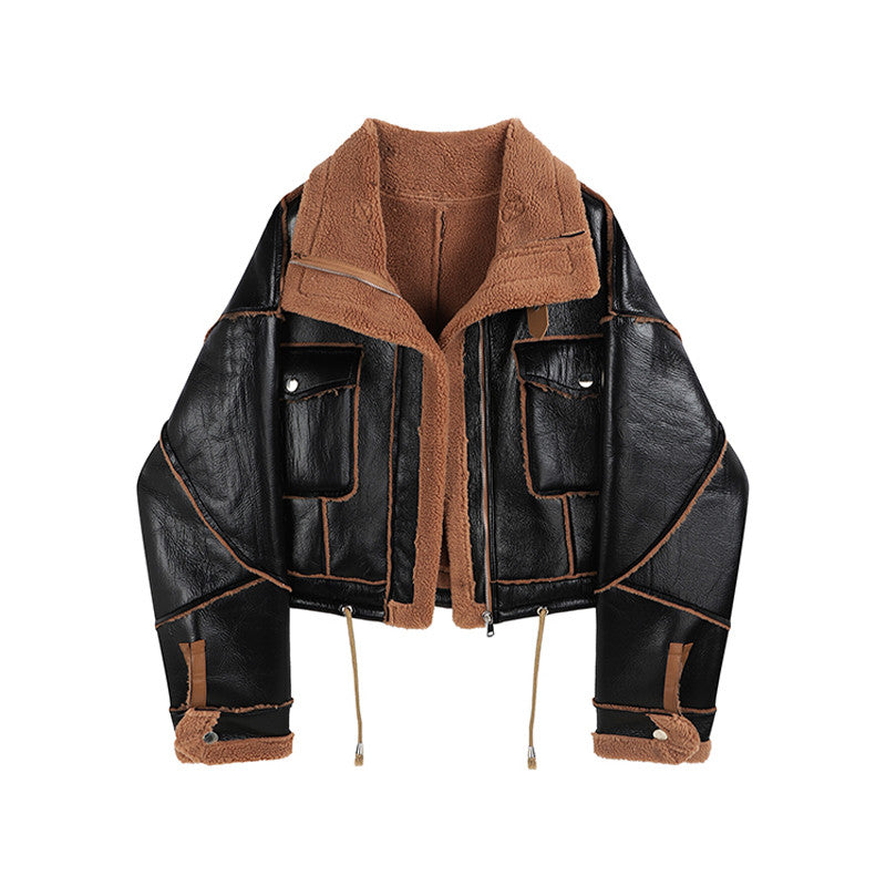 Lamb Wool Motorcycle Jacket