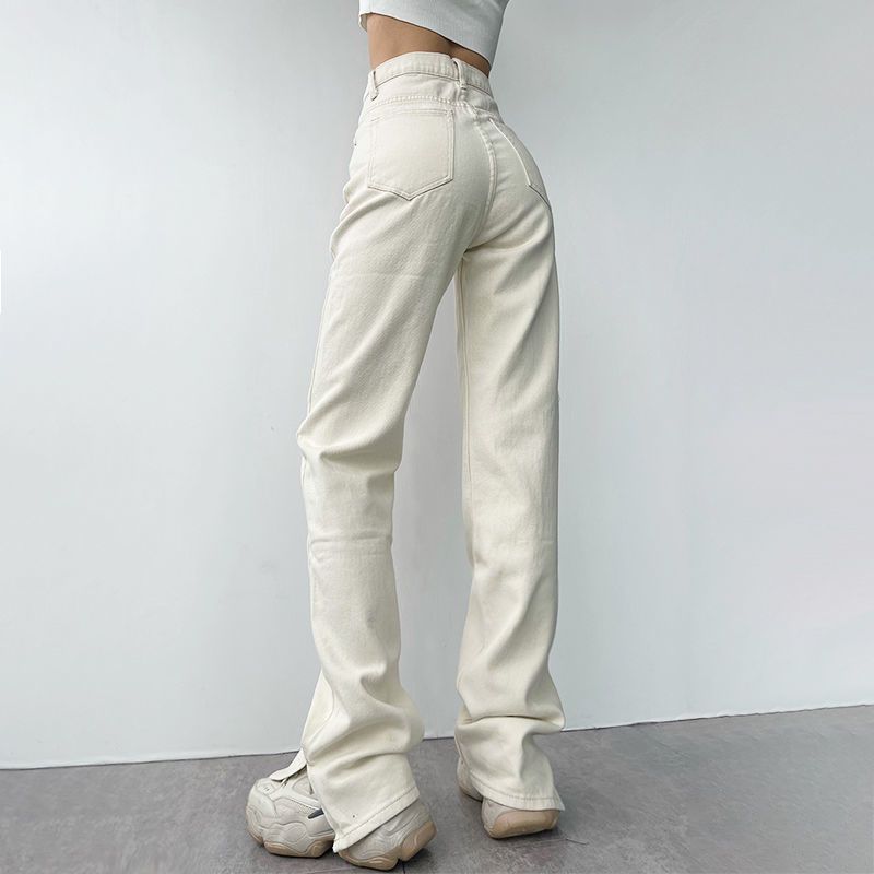 All-match Straight-leg High-waisted Mopping Jeans