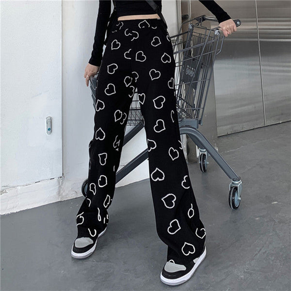 Ins High Waist Wide Student Casual Pants