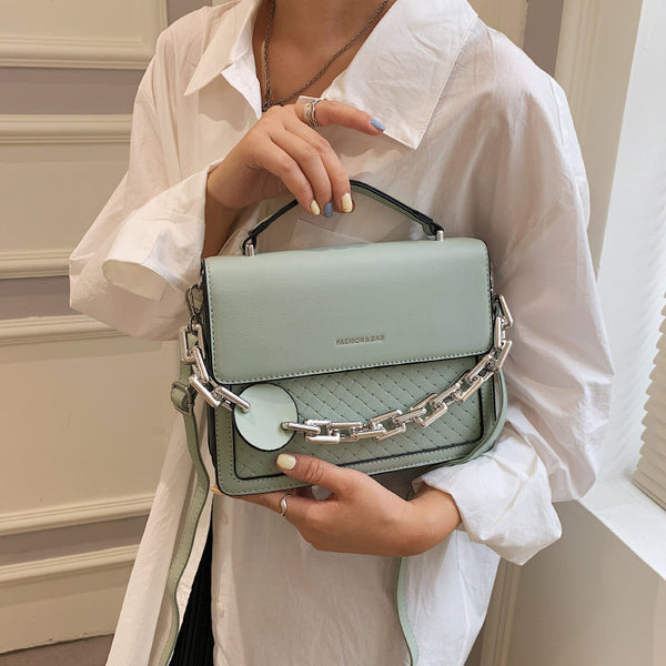 Solid Color Letter Flap Organ Crossbody Bag