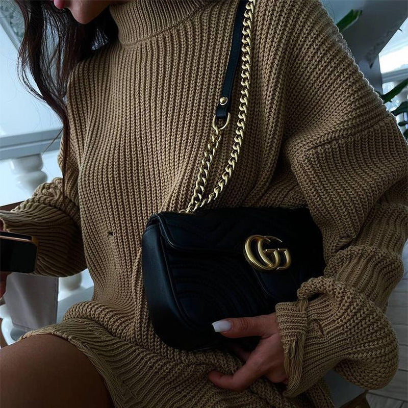 Loose Solid Color Ripped Sweater