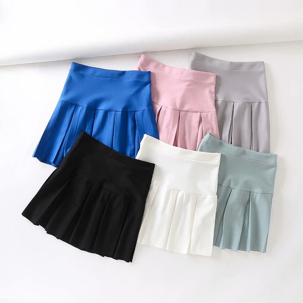 High Waist Elastic Pleated Skirt