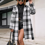 Loose Casual Plaid Mid-length Belted Coat