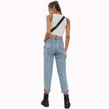 High Waist Tooling Patch Pocket Denim Trousers