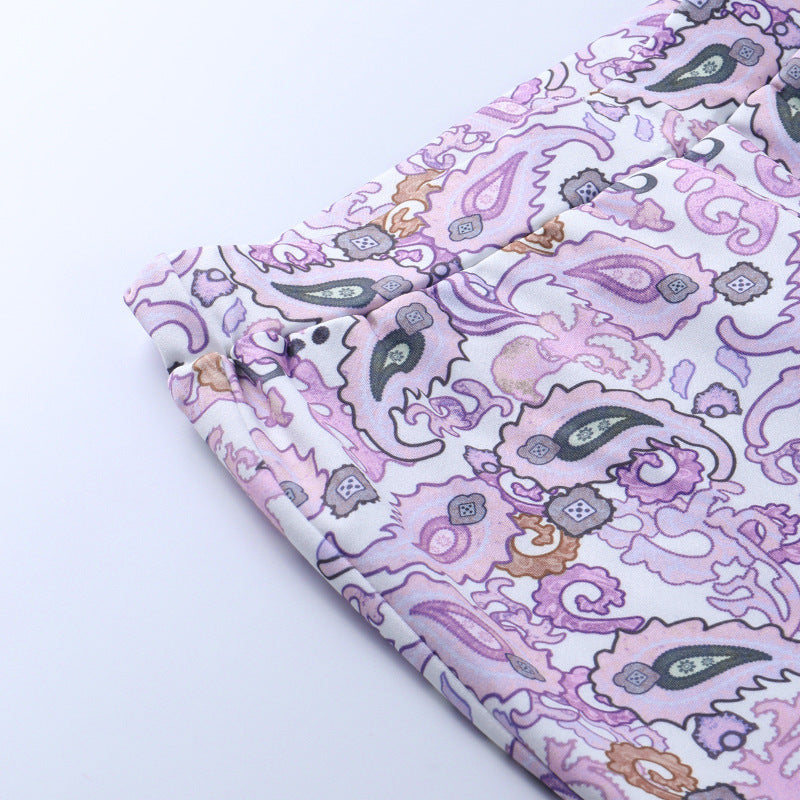 Printed Slim-fit High-waist Flared Pants Street