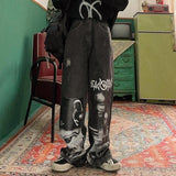 Spoof abstract character print jeans