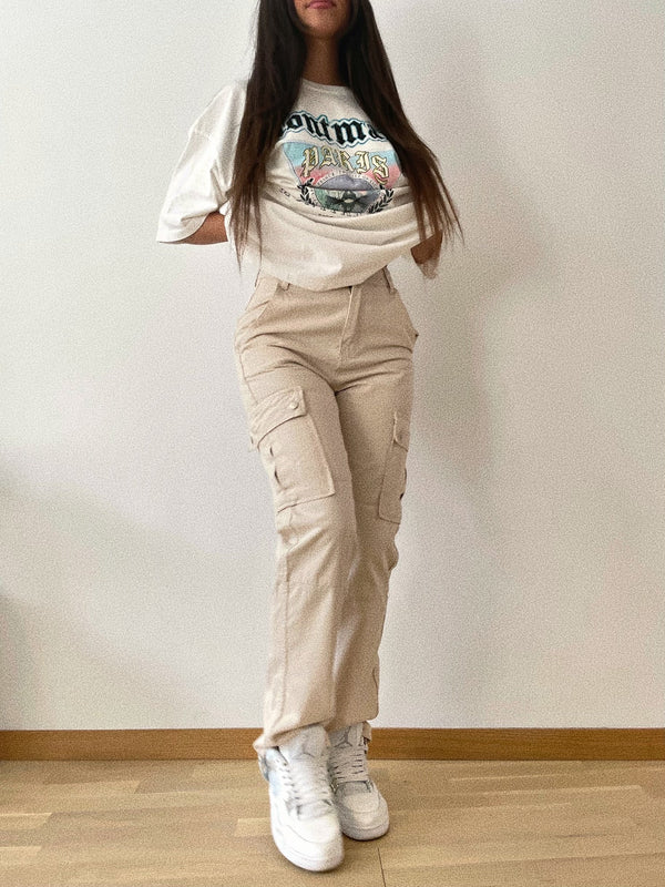 Pantalon cargo beige