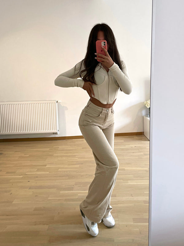 Jean oversized simple crème