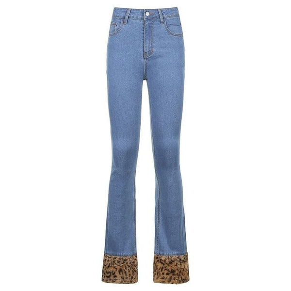 GINA LEOPARD TRIMMED JEANS