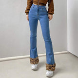 GINA LEOPARD TRIMMED JEANS