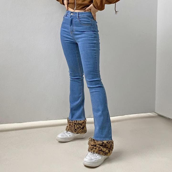 GINA LEOPARD TRIMMED JEANS