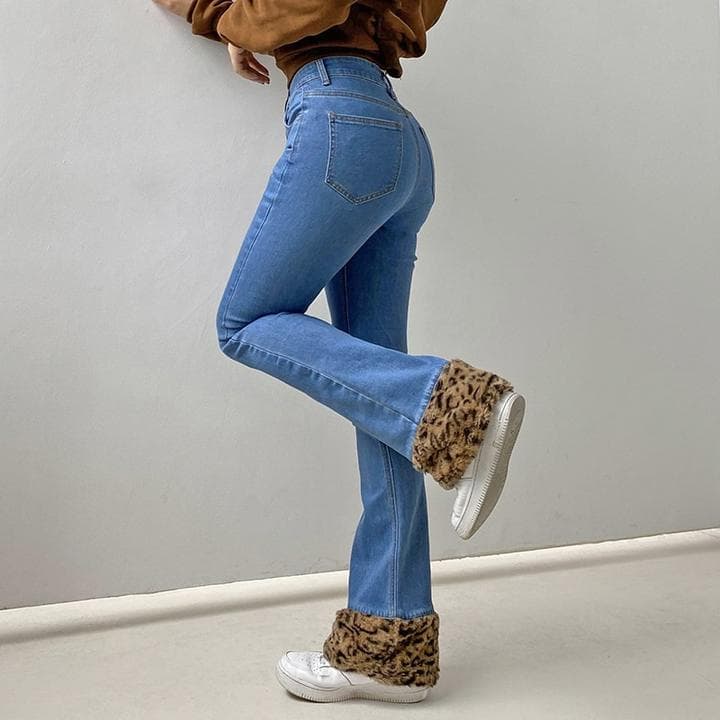 GINA LEOPARD TRIMMED JEANS