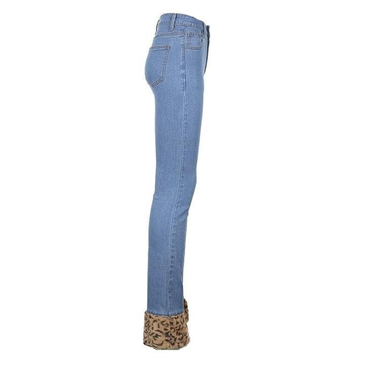 GINA LEOPARD TRIMMED JEANS
