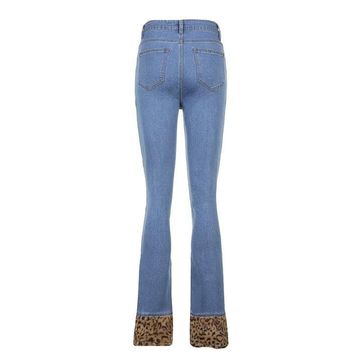 GINA LEOPARD TRIMMED JEANS