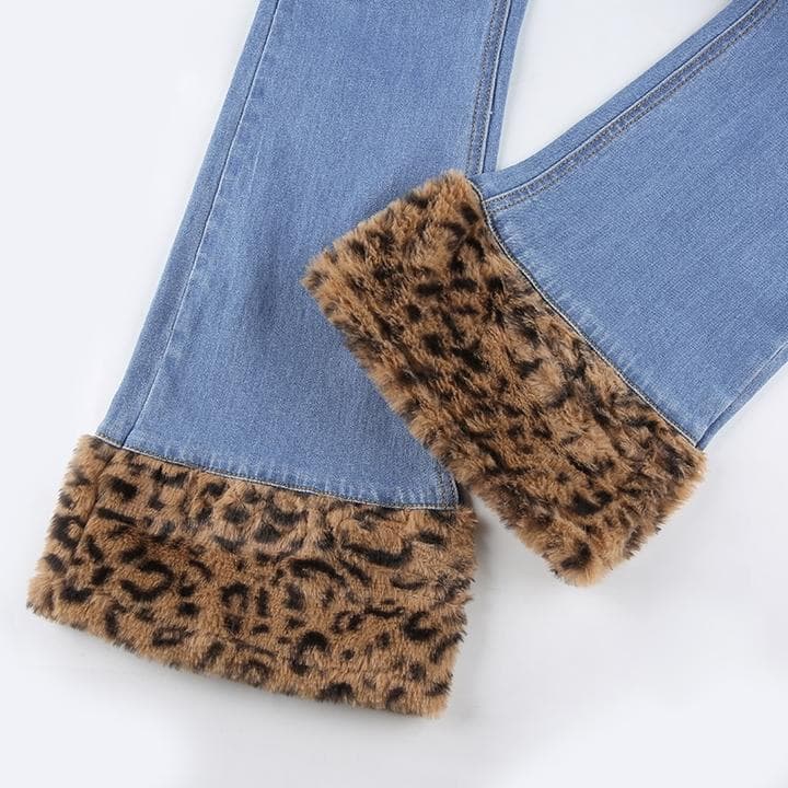 GINA LEOPARD TRIMMED JEANS