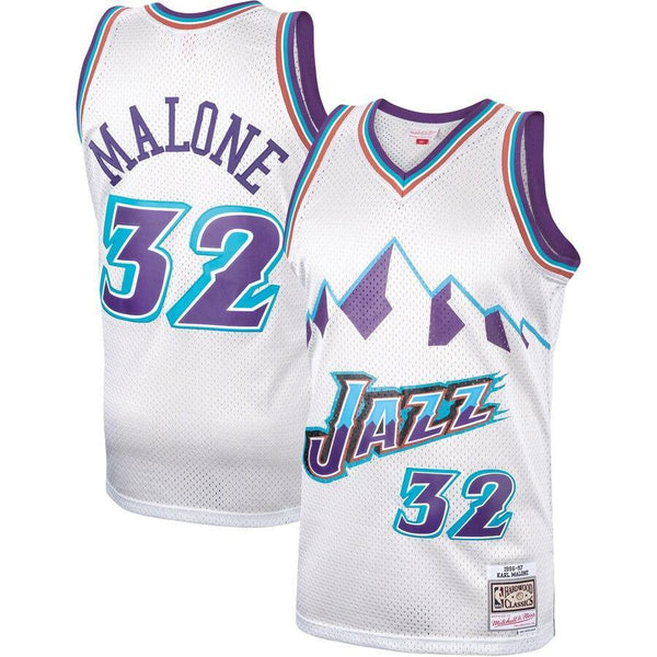 Karl Malone Utah Jazz Hardwood Classics Platinum Swingman Jersey