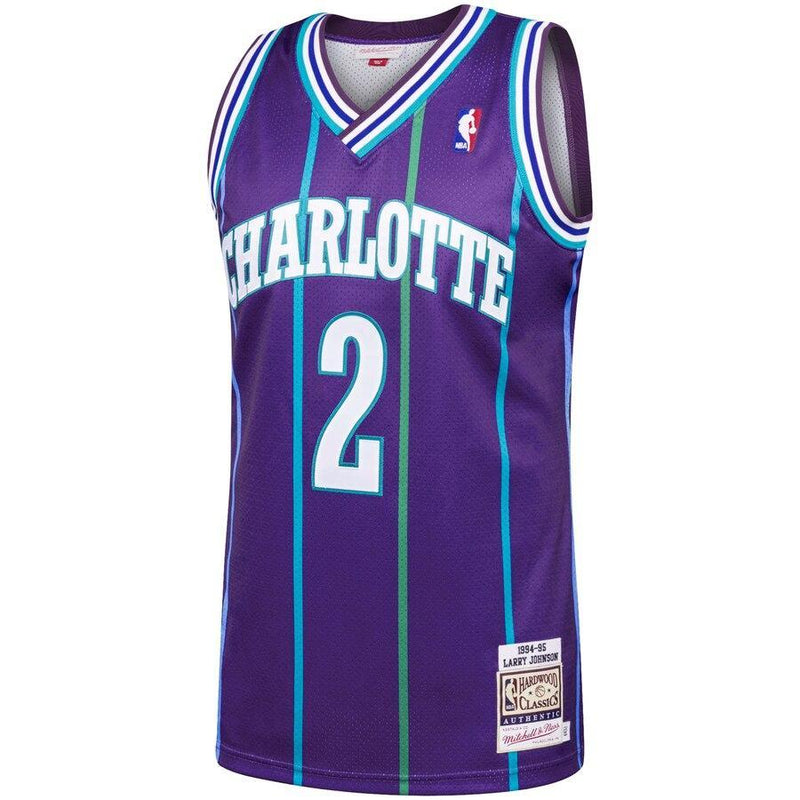 Larry Johnson Charlotte Hornets 1994-95 Hardwood Classics Jersey - Purple