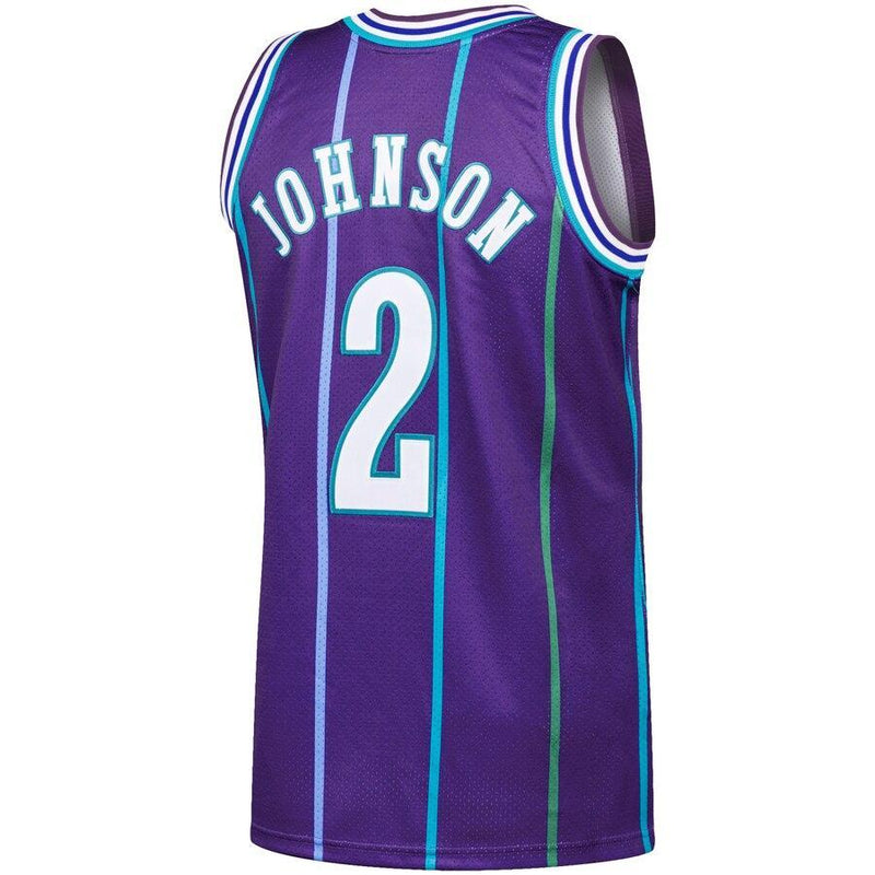 Larry Johnson Charlotte Hornets 1994-95 Hardwood Classics Jersey - Purple