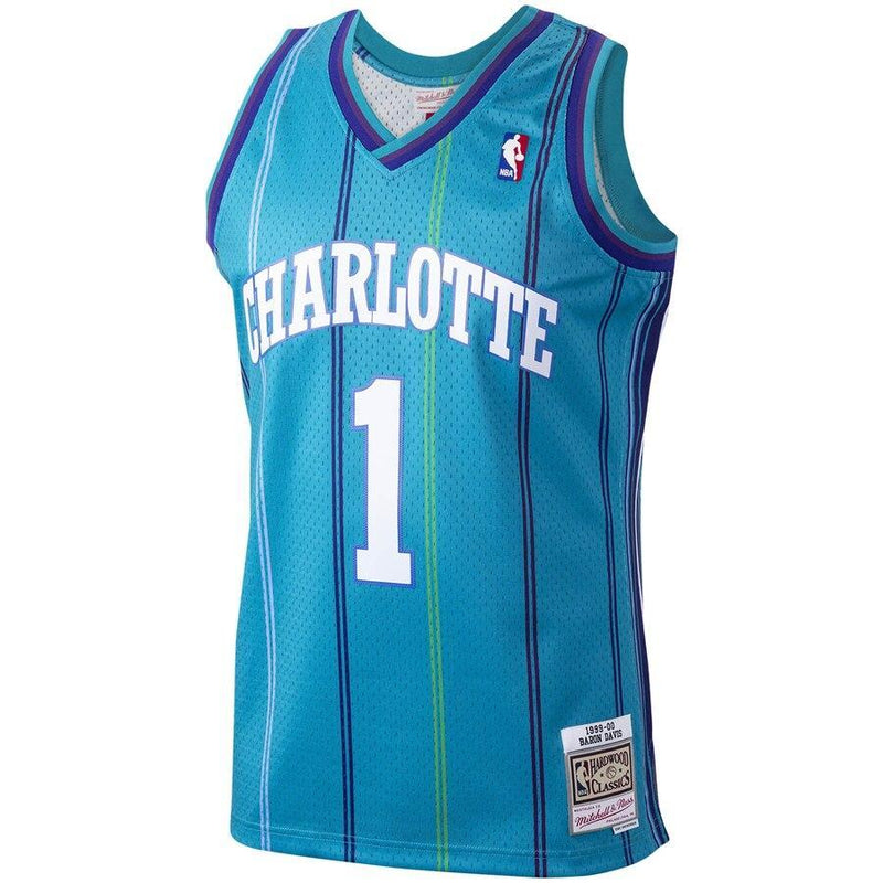 Baron Davis Charlotte Hornets Hardwood Classics 1999-00 Swingman Jersey - Teal